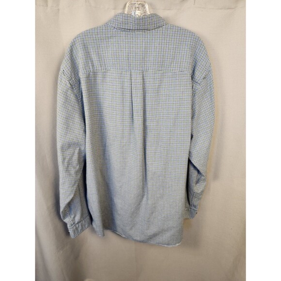 GUC LL Bean XL Long Sleeve Button Down Blue Black Green Houndstooth 298276 - Picture 3 of 6